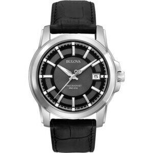 Black Leather Strap and Black Patterned Dial Style: 96B158